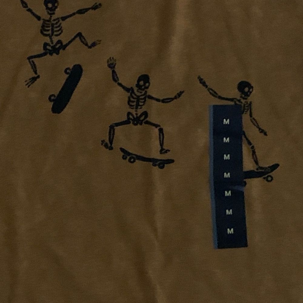 Boy Size 8/10 Long Sleeve Skateboard Skeleton Graphic Shirt Brown Halloween Fall - Picture 7 of 10